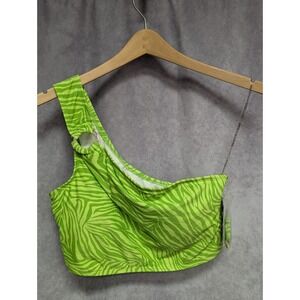 Michael Kors Size L Womens Lime Green off the Shoulder Bikini Top (S81)